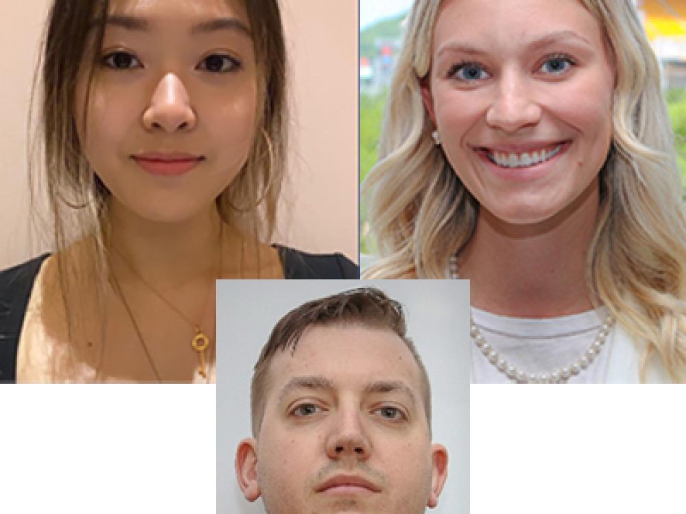  A collage of three headshots featuring two women and one man, highlighting diverse interns in a professional setting.